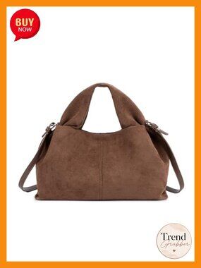 Faux Suede Hobo Bag Half-Moon Shoulder Handbag Magnetic Tote
